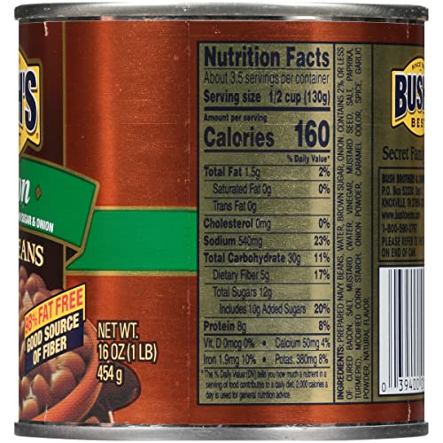 BUSH'S BEST 16 Oz Canned Onion Baked Beans, Source of Plant Based Protein and Fiber, Low Fat, Gluten Free, (Pack of 12) thumbnail