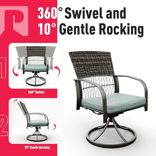 Pamapic 5 Piece Patio Dining Set for 4,Outdoor Wicker Furniture Set for Backyard Garden Deck Poolside with 4 Cushions Swivel Rocker Chairs,Square Plas thumbnail