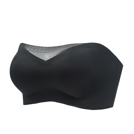 CLZOUD Comfort Bra Women S Comfortable Strapless Sleeveless Bandeau Bralette Tube Top Non Slip Push up and No Steel Ring Thin and Anti Glare Bra Black