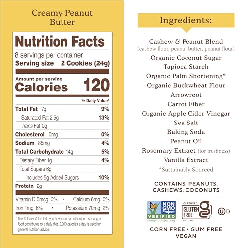 Simple Mills Creamy Peanut Butter Sandwich Cookies - Gluten Free, Vegan, Healthy Snacks, 6.7 Oz (Pack of 4) thumbnail