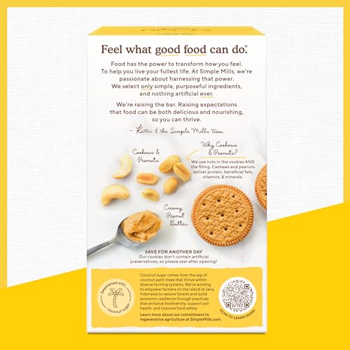 Simple Mills Creamy Peanut Butter Sandwich Cookies - Gluten Free, Vegan, Healthy Snacks, 6.7 Oz (Pack of 4) thumbnail