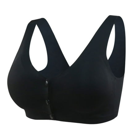 CLZOUD Comfort Bra Black Women S Adjustable Sports Front Closure Extra-Elastic Breathable Lace Trim Bra Xxxl