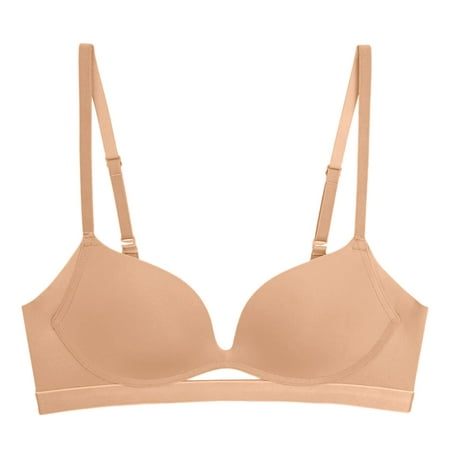 CLZOUD Comfy Bras Women S T Shirt Bra with Push up Padded Bralette Thin Strap Bra Without Underwire Seamless Comfortable Soft Cup Bra Khaki XL