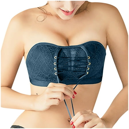 Bigersell Open Back Sports Bra Women 1 Piece Bra Everyday Underwear Strapless Lace Drawstring Bandeau Short Size Strappy Sports Bra  Style 2723  Green