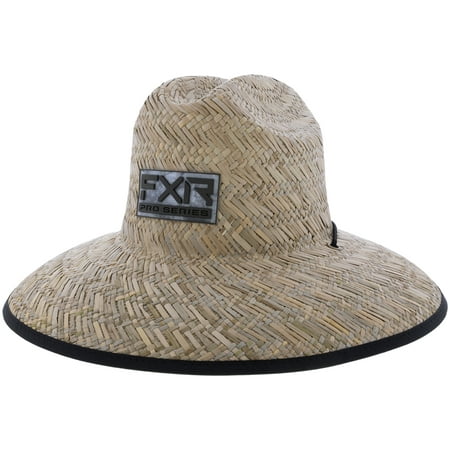 FXR Shoreside Straw Sun Hat Full Brim Adjustable Chin Strap TPR Front Logo - Grey Ripple 231948-0700-00