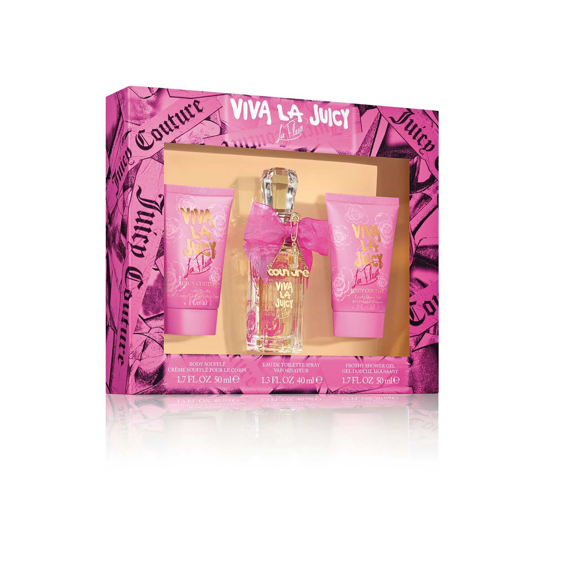 Viva La Juicy La Fleur for Women by Juicy Couture 3 Pc. Gift Set (EDT Spr 1.3 Oz+ Body Souffle 1.7 Oz + Shower Gel 1.7 Oz)