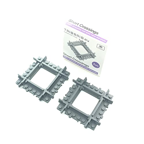 Trixbrix Short Crossings 90deg -2pcs Compatible with Lego City Train Sets 60197 60198 10277 60205 60238