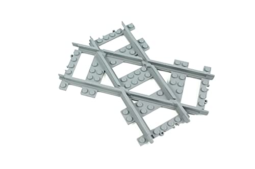 Trixbrix Left 45 Deg. Crossings - 2pcs Compatible with Lego City Train Sets 60197 60198 10277 60205 60238 thumbnail