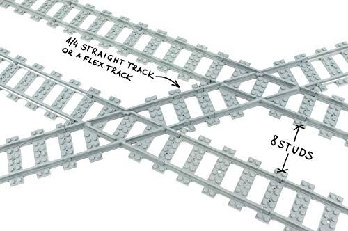 Trixbrix Left 45 Deg. Crossings - 2pcs Compatible with Lego City Train Sets 60197 60198 10277 60205 60238 thumbnail