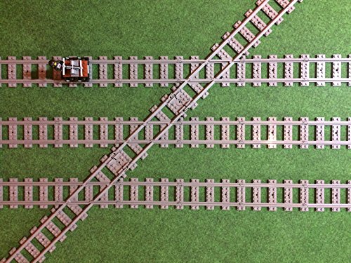 Trixbrix Left 45 Deg. Crossings - 2pcs Compatible with Lego City Train Sets 60197 60198 10277 60205 60238 thumbnail