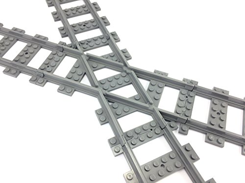 Trixbrix Left 45 Deg. Crossings - 2pcs Compatible with Lego City Train Sets 60197 60198 10277 60205 60238 thumbnail