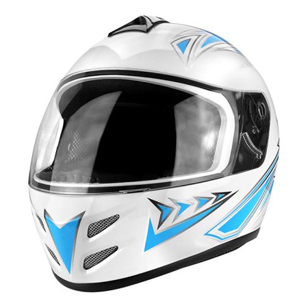 RS-0700-Blue-Small Full Face Motorcycle Helmet with Flip up Visor Gloss White & Blue - Small