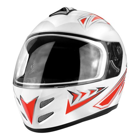 RS Helmets RS-0700-Red-Xlarge Full Face Motorcycle Helmet with Flip up Visor Gloss White & Red - Extra Large