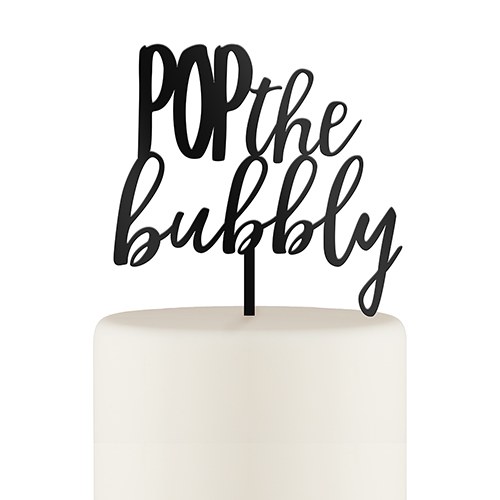 4579-10 Pop the Bubbly Acrylic Cake Topper, Black