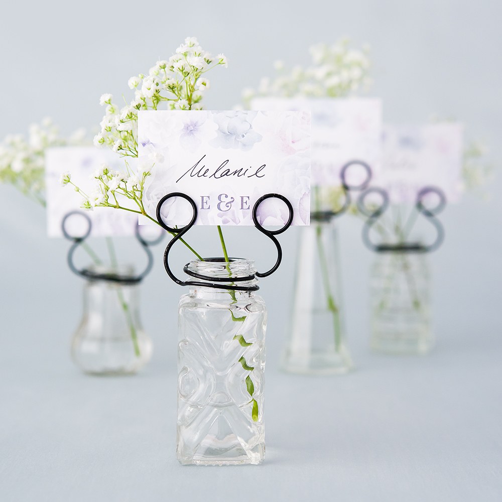 Weddingstar Vintage Inspired Pressed Glass Vases with Stationery Holders - Set of 4