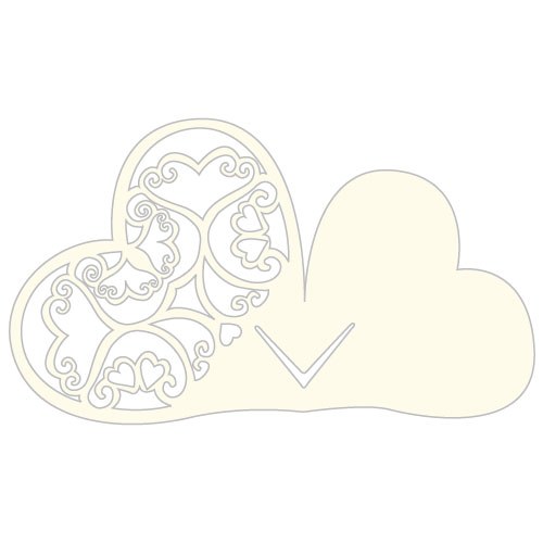 9332-79 Place Card Double Heart Laser Expression  Ivory