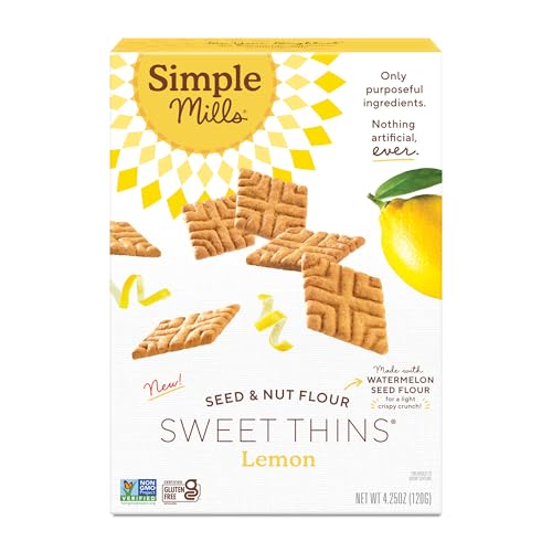 Simple Mills, Seed and Nut Flour Lemon Sweet Thins, 4.25 Oz (Case of 6)