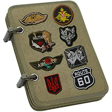 1 Set Tactical Patch Booklet Organizer 5 Pages Flip-Page Patch Book Holder Mini Panel Board with Removable D-Buckles for Military Army Combat Morale E