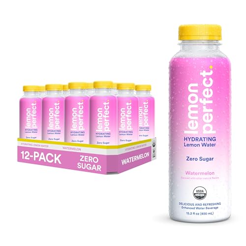 Lemon Perfect Watermelon Organic Hydrating Flavored Lemon Water Zero Sugar 15.2 Fl Oz Bottle (Pack of 12)