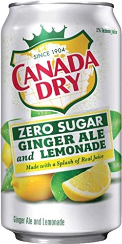 Canada Dry Zero Sugar Ginger Ale and Lemonade Soda, 12 Fl Oz, 15 Cans, Total 180 Fl Oz thumbnail